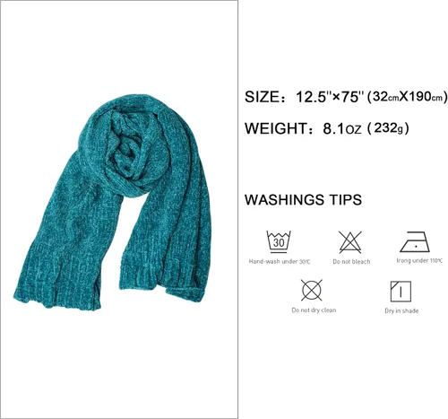 Miniatura 3 de SOJOS Chal de punto grueso acanalado de felpilla ligero y ultra suave para mujer, para otoño e invierno, chal envolvente SC326