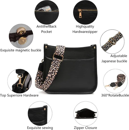 Miniatura 4 de KOGTLA Women's Crossbody Shoulder Bag with Leopard Guitar Strap,Vegan Faux Leather Purse Handbag Bucket Tote Bag