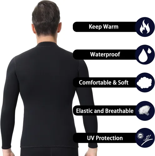 Miniatura 4 de Wetsuits Top Jacket Women Men 2mm Neoprene Long Sleeve Shirt Front Zipper Vest Wet Suit Keep Warm for Adult Youth Diving Surfing Swimming Water
