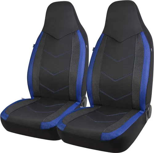 Miniatura 11 de Pic auto - Fundas para asientos delanteros de auto con respaldo alto, diseño deportivo de malla de fibra de carbono, ajuste universal, compatible