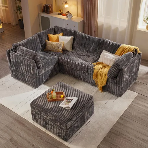 Miniatura 51 de Sofá Seccional Modular Sofá Nube - Sofás Seccionales Cómodos de Gran Tamaño en Forma de L para Sala de Estar, Sofá Cama Sleeper Convertible