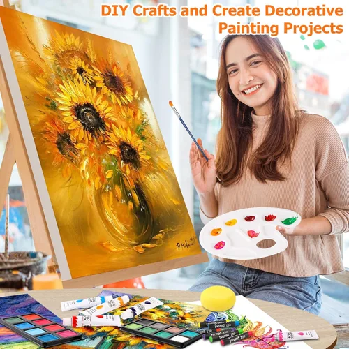 Miniatura 6 de Soucolor Suministros de arte, paquete de 192 piezas de arte de lujo, suministros de pintura de dibujo, kit de arte con almohadilla acrílica, Verde