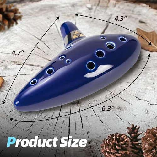 Miniatura 3 de Mulucky Ocarina de arcilla natural de 12 agujeros con accesorios Caja de regalo de instrumento musical para principiantes - Azul oscuro Verde
