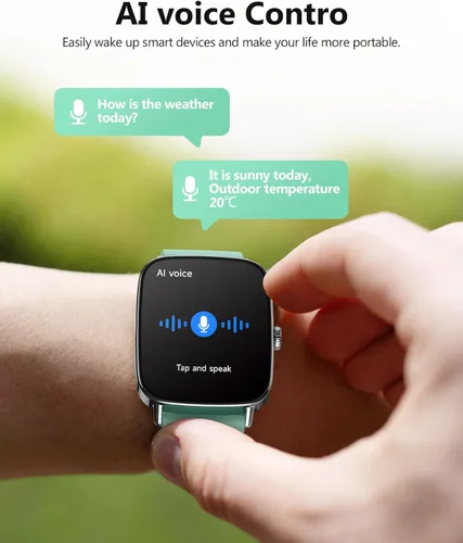 Miniatura 3 de SOUYIE Relojes inteligentes para hombres y mujeres, reloj inteligente de voz AI de 1.85 pulgadas, monitor de frecuencia cardíaca 24/7, rastreador