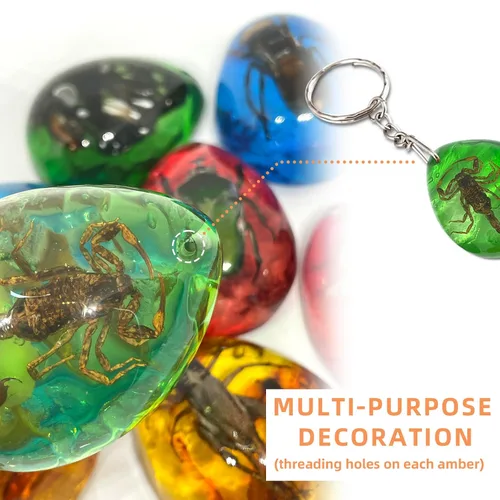 Miniatura 3 de 8 piezas de fósiles de ámbar con insectos, colgantes de fósiles de ámbar BOSOIRSOU, diferentes especímenes de insectos, insectos preservados