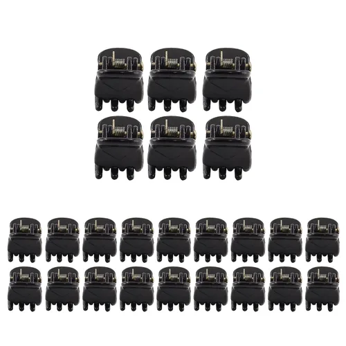 Miniatura 7 de BokWin 24 pinzas para el cabello de 0.394 in, pinzas de plástico para el cabello, pinzas de pelo negro brillante para niñas, mujeres y niños