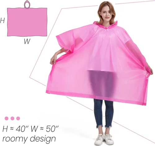 Miniatura 3 de ANTVEE Ponchos de lluvia para adultos, impermeable, portátil, reutilizable, paquete de 2 con capucha con cordón, se mantiene seco