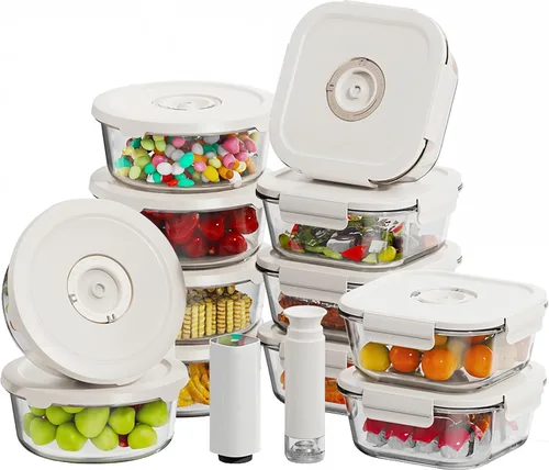 Miniatura 13 de HOLDN’ STORAGE Recipientes de almacenamiento al vacío para alimentos, juego de 4 recipientes de compartimentos y bomba electrónica - Mantenga