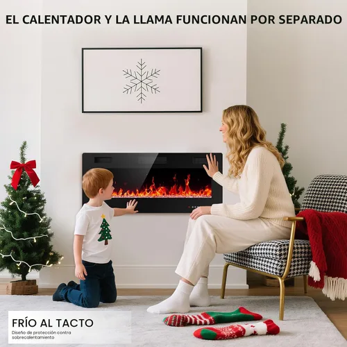 Miniatura 7 de Electactic Chimenea eléctrica de 42 pulgadas, chimenea eléctrica empotrada y montada en la pared con control remoto, calentador de chimenea