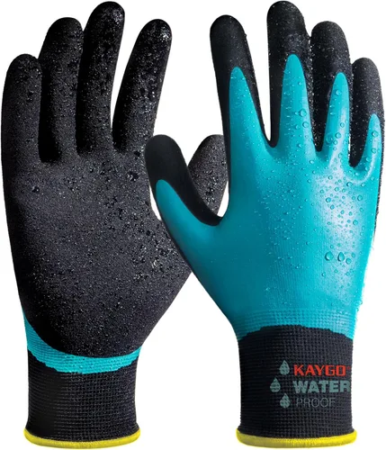 Miniatura 14 de KAYGO Guantes de trabajo impermeables para hombres y mujeres, guantes de trabajo recubiertos de goma antideslizantes para jardín, construcción al