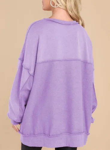 Miniatura 9 de AlvaQ - Sudadera de gran tamaño para mujer, informal, de manga larga, con botones y cuello Henley, tipo túnica