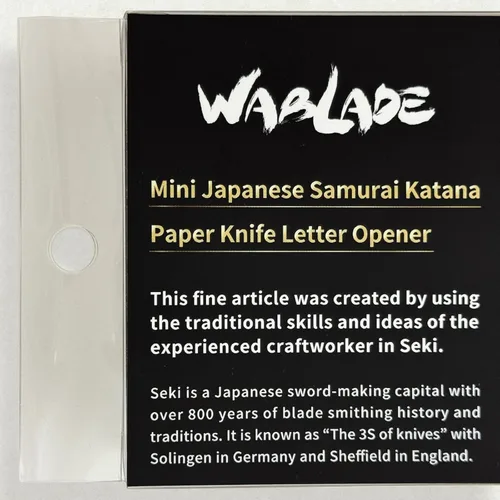 Miniatura 9 de Wablade Abrecartas Katana inspirado en samurái de 8.27 pulgadas, fabricado en Seki, Japón, con soporte y funda, abrelatas de correo japonés
