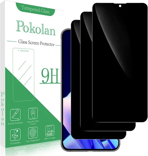Pokolan Paquete de 3 protectores de pantalla de privacidad para Samsung Galaxy S23 FE/ A54 5G antiespía privado de vidrio templado, antiarañazos,