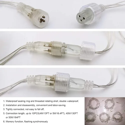 Miniatura 5 de GTSYDING - Luces LED de carámbano, 13 pies, 96 luces LED, 8 modos, cortina de ventana extensible, hada, Navidad, techo, colgante, luz parpadeante