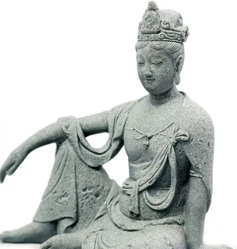 Miniatura 7 de livelyfish Estatua de Buda de acuario Estatua de Buda de piedra arenisca Decoración Zen Estatuas de Buda meditando para decoración de jardín
