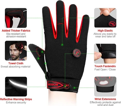 Miniatura 3 de BIKINGMOREOK - Guantes de ciclismo para bicicleta de montaña, para hombre y mujer, permite el uso de pantallas táctiles, con acolchado de gel