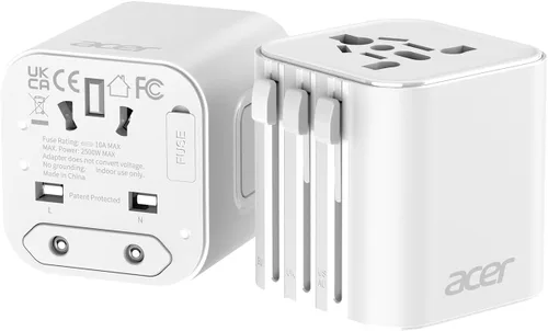 Miniatura 11 de Acer Adaptador de enchufe de viaje universal - Adaptador de corriente internacional con 5 puertos USB (3 USB C) 5.8A, cargador de salida mundial