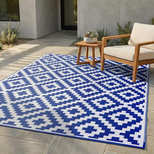 Miniatura 17 de FH Home - Alfombra para exteriores de camping, impermeable, resistente a la decoloración, reversible, plástico reciclado de alta calidad, a rayas