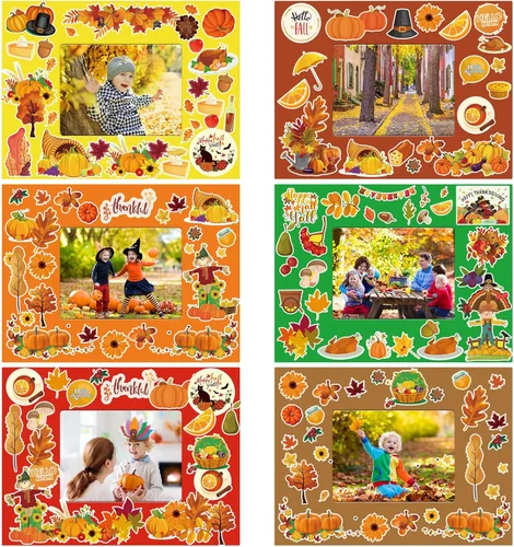 Capoda Paquete de 24 marcos de fotos de otoño, kit de manualidades, marco de fotos de Acción de Gracias, kit de manualidades, marco de fotos de