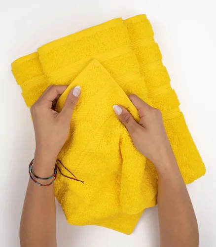 Miniatura 5 de American Soft Linen - Juego de 4 toallas, 100% de algodón turco, 27 x 54 pulgadas, tamaño extragrande, toallas para la ducha, color amarillo