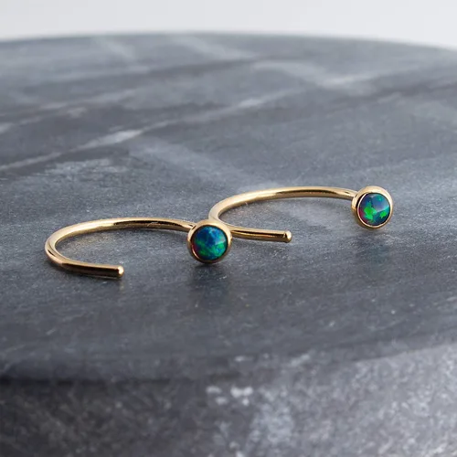 Miniatura 28 de Half Huggie Gold Hoop Earrings for Girls Women Tiny Cartilage Birthstone Stud Piercing Earring Hypoallergenic Earring Screw Back Dainty Hug Hoops