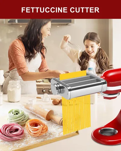 Miniatura 6 de Accesorio de pasta 3 en 1 para batidora de pie KitchenAid, máquina de pasta con rodillo de pasta, cortador de espaguetis y fettuccine, construcción