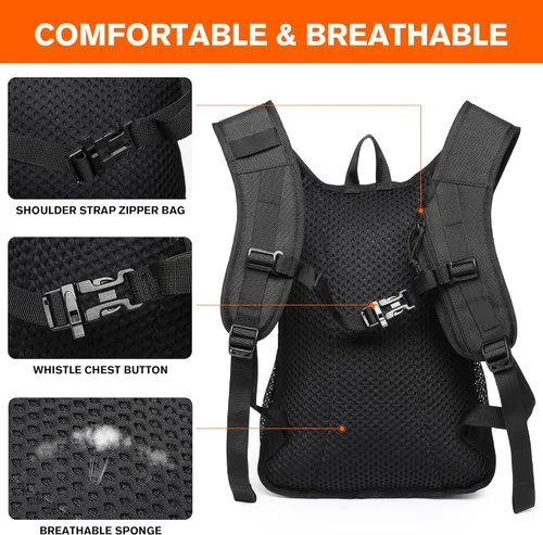 Miniatura 7 de Mochila de Hidratación Wotony con Vejiga de Agua para Senderismo Paquete de Hidratación Táctico para Hombres Mujeres Mochila de Agua Molle para Negro