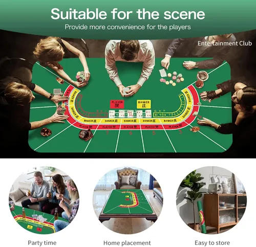 Miniatura 7 de Tapete de póquer de póquer, tapete de póquer portátil profesional para ruleta de casino, tapete de diseño de mesa plegable para juegos de póquer