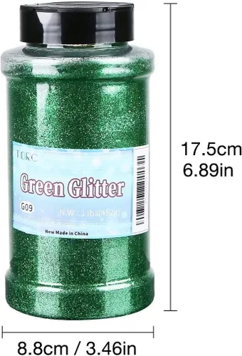 Miniatura 2 de TORC Purpurina fina verde esmeralda, 1 libra, 16 onzas, polvo de purpurina navideña para vasos, resina y manualidades, slime cosmético, decoración