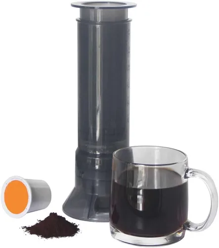 Miniatura 2 de BLACKSMITH FAMILY - Cafetera de prensa francesa – Prensa de café doble para cápsulas K Cup y café molido, preparación rápida para un sabor limpio