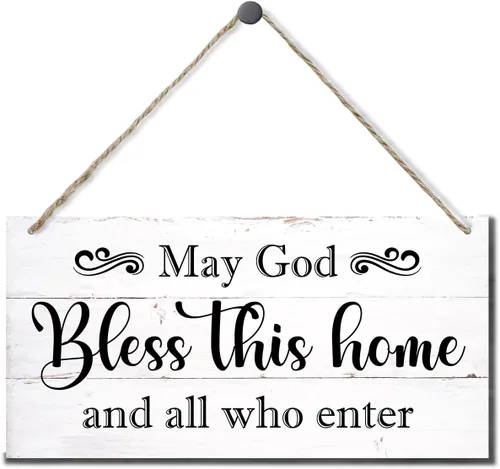 Miniatura 9 de Letrero decorativo de madera con texto en inglés «May God Bless This Home» («May God Bless This Home»)