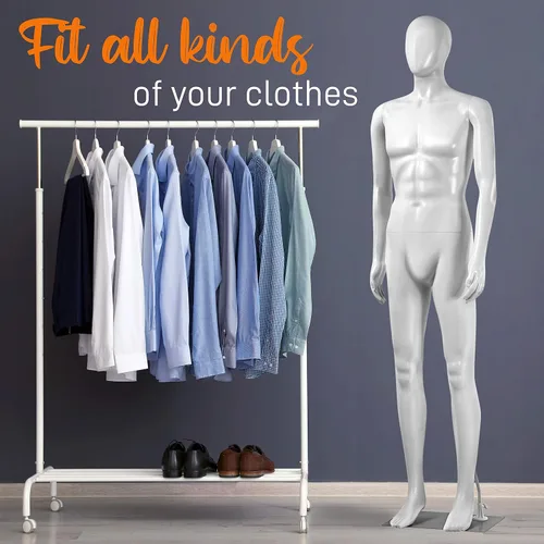Miniatura 5 de SereneLife Forma de vestido de torso de maniquí masculino de 74 pulgadas con soporte de cuerpo completo, desmontable, ajustable, detalles faciales