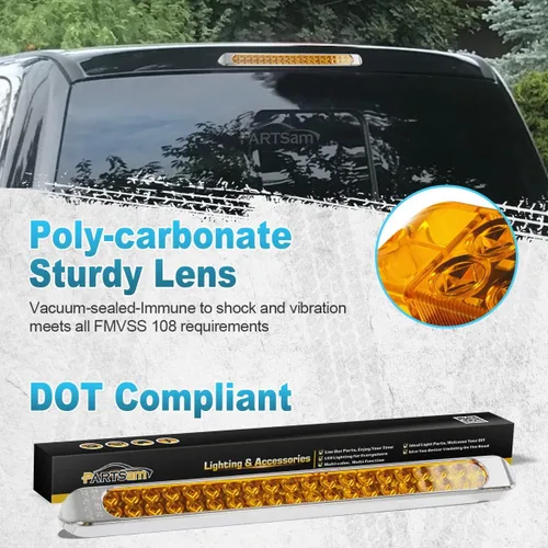 Miniatura 2 de Partsam Barra de Luz LED de Señal de Giro Sumergible de 17 Pulgadas Delgada Color Ámbar con 40 LED Sellada para Remolque Utilitario Camión RV Barra