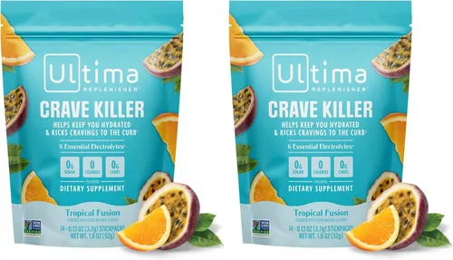 Miniatura 8 de Ultima Replenisher - Suplemento para matar antojos y electrolitos en polvo – Fusión Tropical, 14 sobres – Sobres de hidratación que eliminan