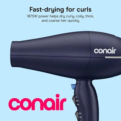 Miniatura 2 de Secador de pelo Infiniti Pro Conair con difusor innovador, mejora rizos y ondas mientras reduce el encrespamiento, azul oscuro Difusor multicámara