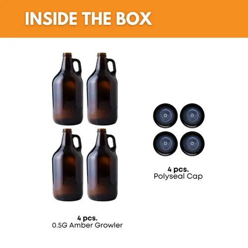 Miniatura 2 de True Fabrications - Cultivador de cerveza marrón de 1/2 galón con tapas de sello de polietileno, reutilizable, tiene protección UV (paquete de 4)