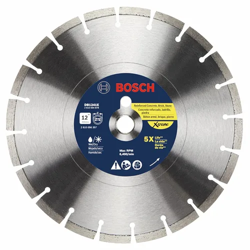 Miniatura 13 de BOSCH DB1241S Hoja de diamante de borde segmentado estándar de 12 pulgadas con eje de 1 pulgada para aplicaciones universales de corte tosco