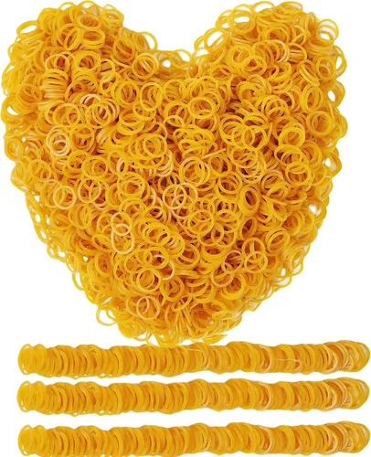 AIWOQI Bandas de Goma mini 2000 piezas banda de goma amarilla 0.5 pulgadas Banda Mini de Goma Elástica Suave para Trenzas Diámetro 13mm bandas de