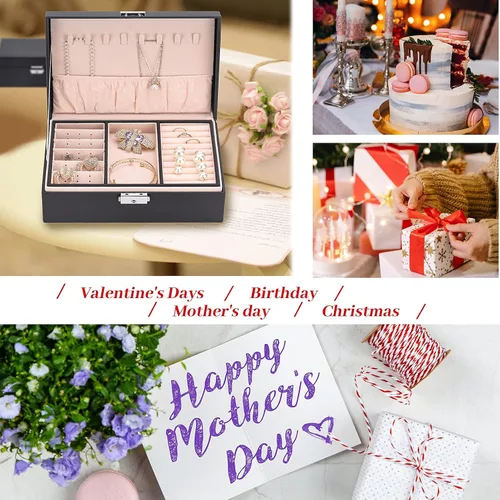 Miniatura 3 de Joyero de terciopelo de viaje con espejo, mini estuche de regalo para mujeres y niñas, pequeñas cajas organizadoras portátiles para anillos, aretes