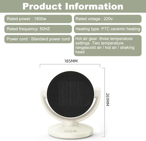 Miniatura 5 de Maxmartt Calentador de espacio eléctrico, combo de ventilador de calentador 2 en 1, ventilador de escritorio de enfriamiento portátil de 1200 W, 3