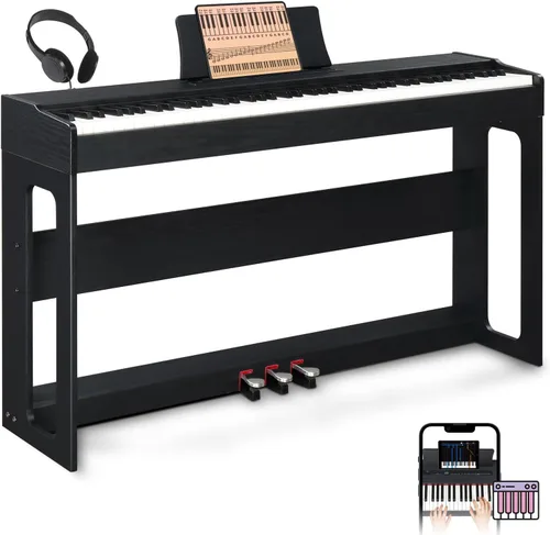 Miniatura 8 de Ktaxon Piano de Teclado de 88 Teclas con Acción Ponderada, Piano de Teclado Electrónico, Piano Digital con Unidad de 3 Pedales, Soporte de Música