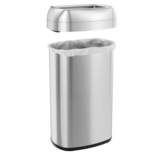 Miniatura 5 de iTouchless Bote de basura ovalado de 16 galones con tapa abierta y cubo de reciclaje con filtros de olor duales AbsorbX, ahorro de espacio, gran