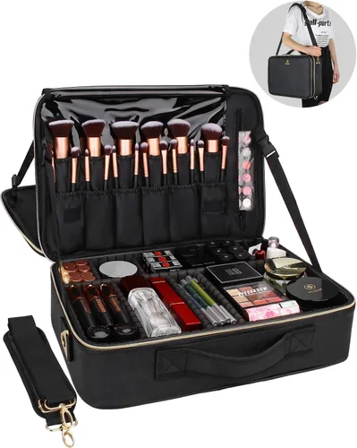 Miniatura 2 de Relavel Estuche de maquillaje grande para maquillaje, estuche de tren profesional de 16.5 pulgadas, organizador de cosméticos de viaje, soporte