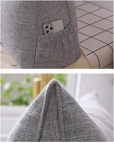 Miniatura 4 de Almohada de cuña de cabecera para cama individual/individual/Queen/King, almohada de lectura grande de lino y algodón, almohada triangular