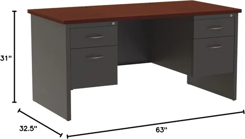 Miniatura 3 de Lorell Serie de escritorio modular de laminado de caoba/carbón
