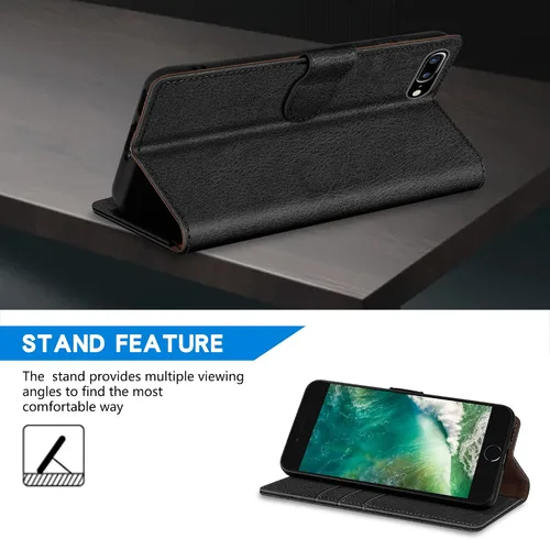 Miniatura 5 de ZZXX Funda tipo cartera para iPhone 7 Plus/iPhone 8 Plus con bloqueo RFID, ranura para tarjetas, función atril, cierre magnético, funda protectora