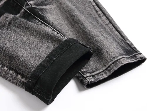 Miniatura 6 de Jeans elásticos ajustados para hombre, jeans ajustados rasgados para hombre, pierna recta, cómodos, cintura flexible, pantalones de mezclilla tipo