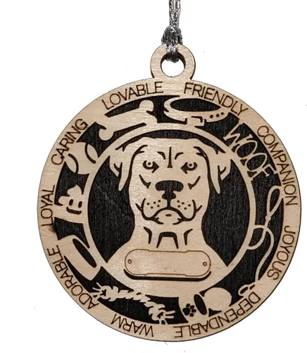 Miniatura 9 de Adorno de Navidad personalizado de madera para perro de 3 pulgadas, nombre y texto personalizables, hecho a mano en Estados Unidos, diseño de corte