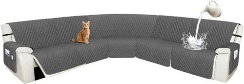 Miniatura 27 de Arfntevss Fundas de sofá modular reclinable, 100% impermeable, en forma de L, para sillón reclinable en forma de L, funda seccional lavable