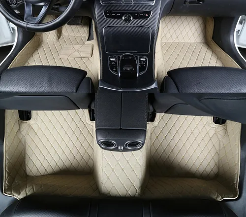 Alfombrillas delanteras resistentes para todo tipo de clima, ajuste personalizado para el lado del conductor y del pasajero, 2 piezas, color beige